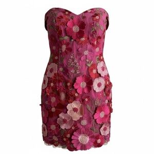 Altar'd State Pink Floral Strapless Mini Dress- L